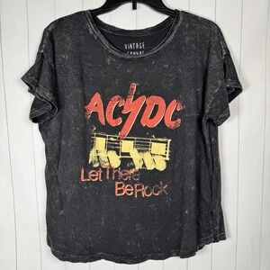 Vintage Canvas AC/DC Stone Washed Graphic Tee Band T-shirt Rock N Roll Grunge M